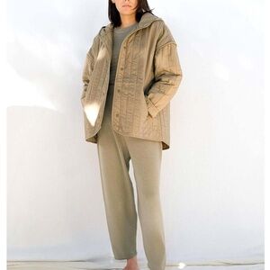 MICAELA GREG The Quilt Jacket in Faded Olive Hooded Coat Spring Size M